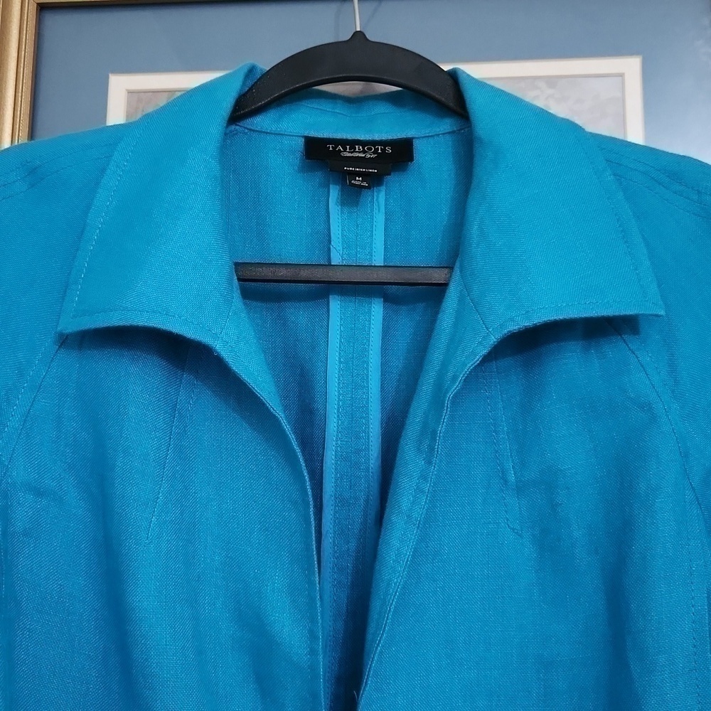100% Irish Linen Talbots Blazer Jacket Contemporary Career Office Formal Dressy - Picture 3 of 16